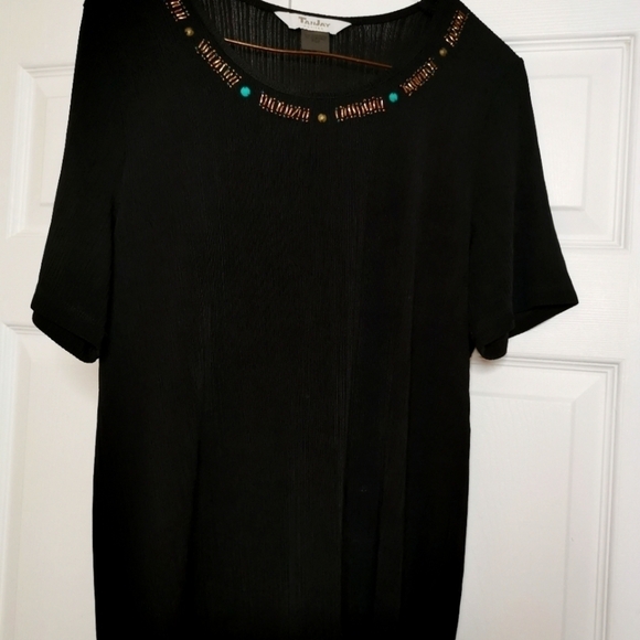 Black Tanjay top with design beading - Picture 1 of 9
